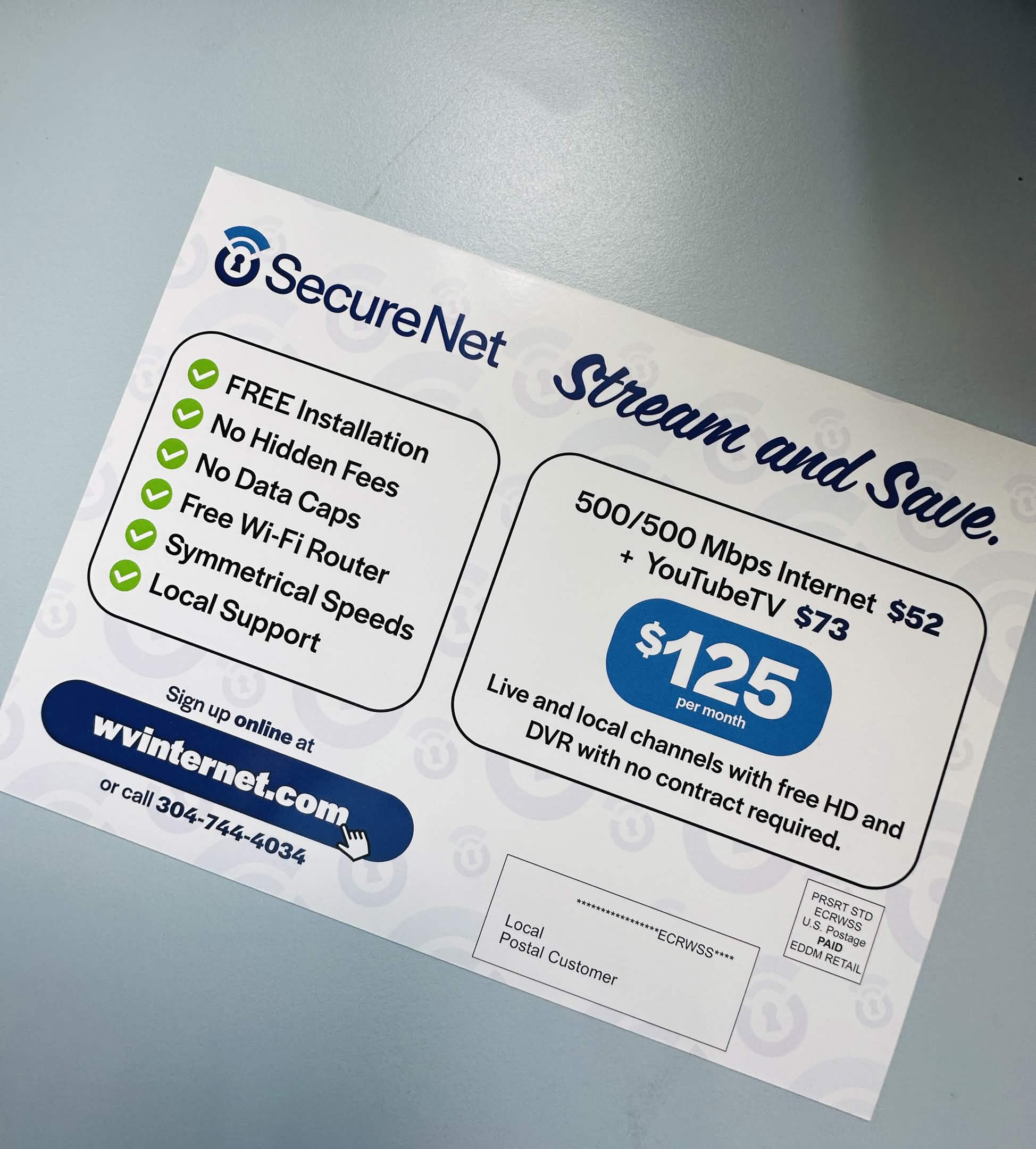 Stream and Save mailer, back